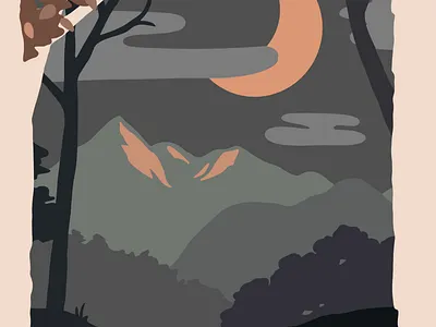 Nighty Mountains color digital art graphic design illustration moon mountains night