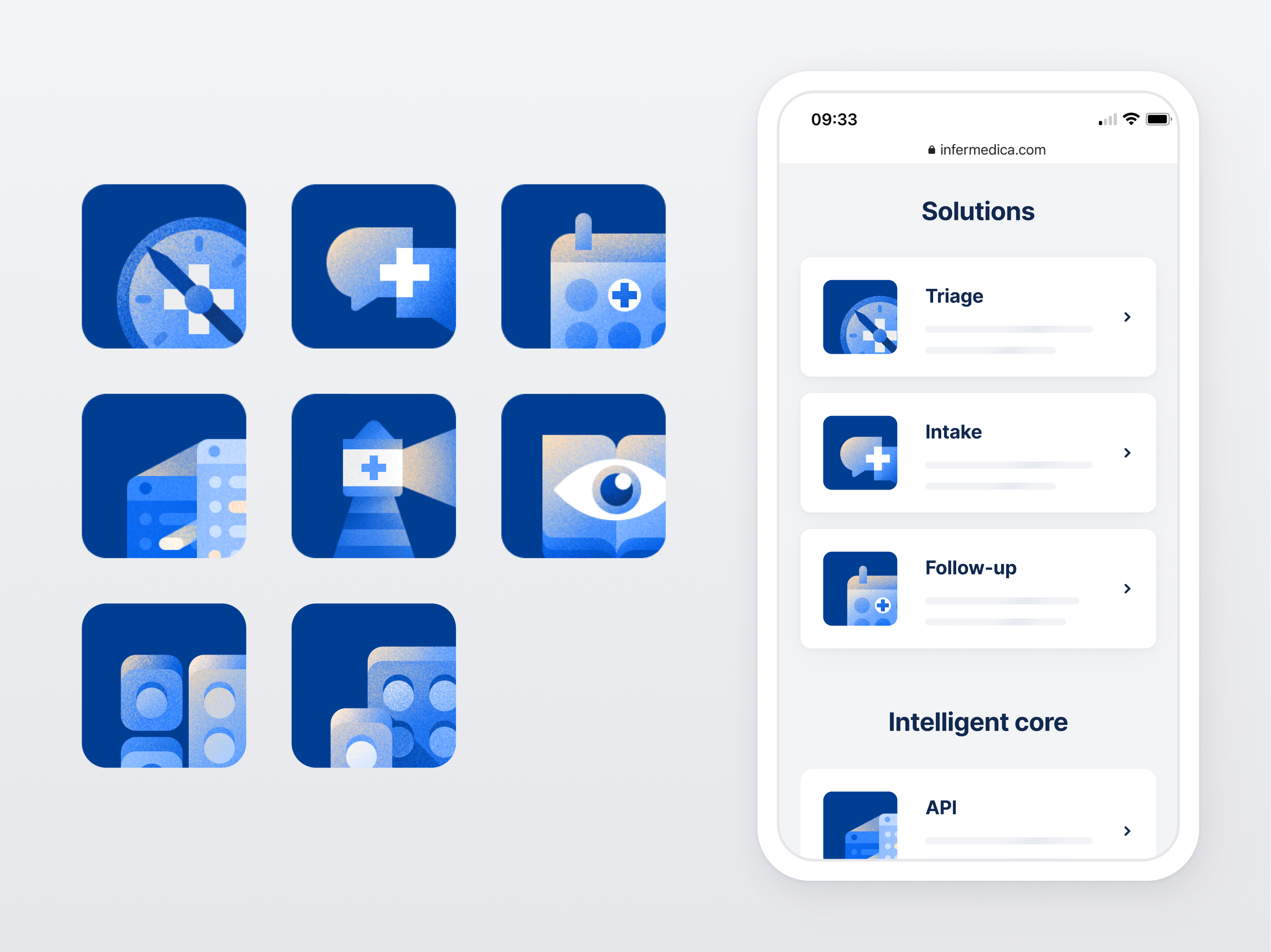 Icon set explaining Infermedica's Medical Guidance Platform design graphic design icon icon set iconography icons icons pack iconset illustration vector vector icons vector illustration web design