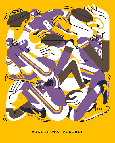 SKOL character design collage football illustration minnesota nfl players quarterback reciever runningback sports sports ball vikings