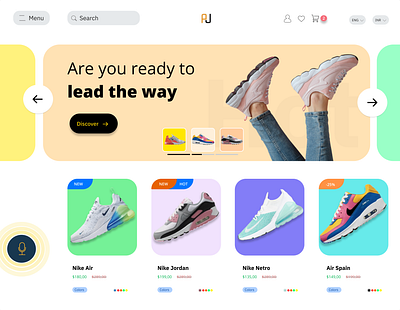 Shoe retailer website branding graphic design logo ui