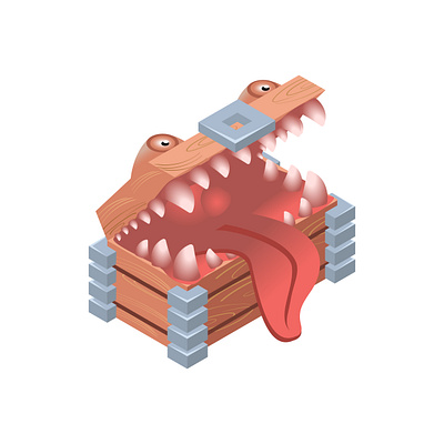 Isometric vector moster Chest 3d gamedef graphic design isometric monster props ui