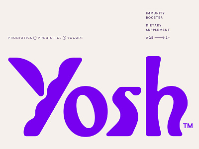 Yosh Logo food health logo logotype prebiotics probiotics supplement typography wordmark yogurt