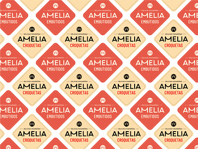 Amelia Label Design amelia brand design branding coquette croqueta label design logo red retro design yellow