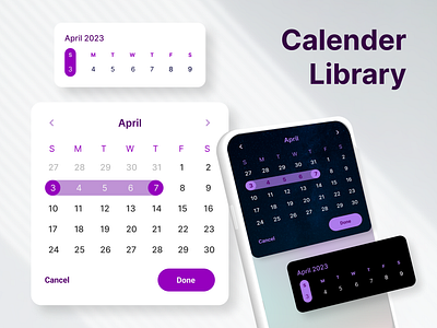 Calender Library - Mobil App app calender calender library calenders card card design day days design mobil months mounth number product product design ui vector week