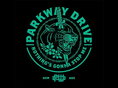 Parkway Drive barbed wire flowers panther parkway drive patch tattoo tattoo flash trad tatoo