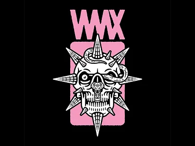 WAAX (Band) box logo patch reptile scales skull snake spikes streetwear waax