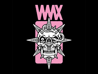 WAAX (Band) box logo patch reptile scales skull snake spikes streetwear waax