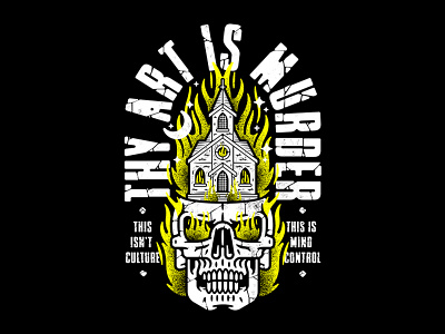 Thy Art is Murder burning church fire flames gothic patch skeleton skull thy art is murder