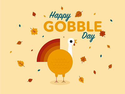 Happy Gobble Day animal autum bird branding colorful design fall family geometric gobble graphic design holiday illustration leaf orange thanks thanksgiving turkey typography vector