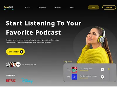 PopsCast branding graphic design logo ui