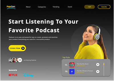 PopsCast branding graphic design logo ui