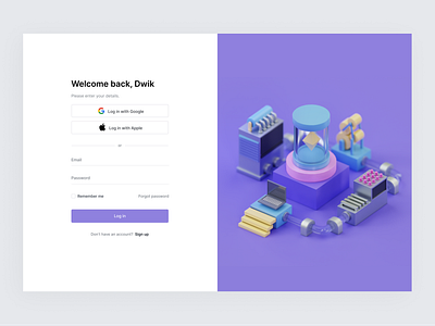 Log in screen some 3d 3d home login screen ui