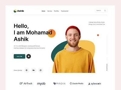 Personal Portfolio Web UI ashik cv cv resume designer home page homepage landing page personal cv porfolio product designer resume template ui ux web webdesign website