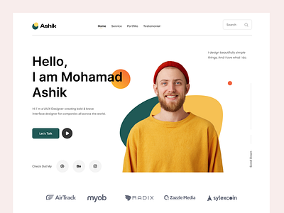 Personal Portfolio Web UI ashik cv cv resume designer home page homepage landing page personal cv porfolio product designer resume template ui ux web webdesign website