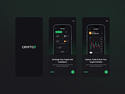 Crypto Wallet - Splash & Onboarding Screens UI/UX Design android app app design app design ui clean design intro ios minimal mobile mobile design mobile ui modern ui onboard onboarding onboarding screen ui splash splash screen ui design welcome