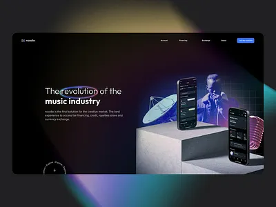noodle • New Site Hero baking collage dark fintech hero music site ui