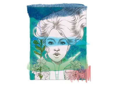Pisces beautiful colorful contemporary digital illustration digital painting drawing feminine flowers illustration mixed media modern photoshop traditional painting woman