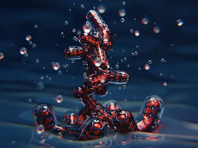 Exploration 02 3d abstract blender blue composition detail digital digital art drops exploration glass illustraiton material materials plastic poster red water wet