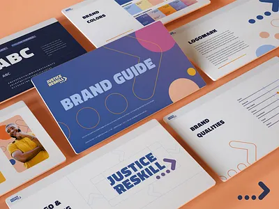 Justice Reskill Brand Guide brand brand colors brand design brand exercise brand guide brand style brand style guide brand workshop branding branding design color guide logo logo design logo usage logomark logotype startup style guide styleguide