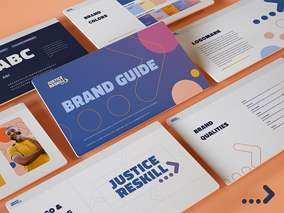 Justice Reskill Brand Guide brand brand colors brand design brand exercise brand guide brand style brand style guide brand workshop branding branding design color guide logo logo design logo usage logomark logotype startup style guide styleguide