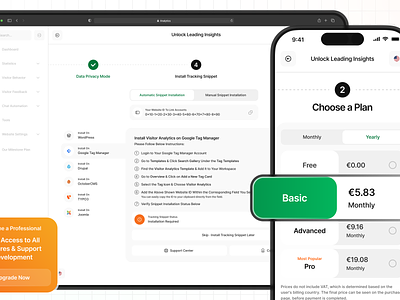 Application Onboarding, Install & Pricing Plans code design design system grid install installation layout onboarding plans premium pricing settings snippet step steps typography ui upgrade welcome