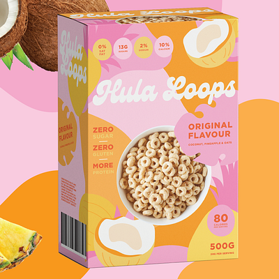 Hula Loops Cereal Box Illustration Mockup Tropical Packaging #4 3d art artwork branding breakfast cereal design digital art digital illustration food packaging fruit graphic design icon illustration illustrations logo mockups packaging ui vector