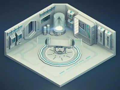 Sci-Fi Medical Bay - 3D Illustration 3d after effect animation cinema 4d design illustration lowpoly medical motion graphics pod redshift render sci fi science space