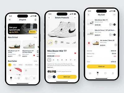 Shopink - E-Commerce design e commerce e commerce ecommerce ecommerce app marketplace mobile mobile design online store onlineshop shoes shop shopping shopping app sneakers store ui ui design uiux ux