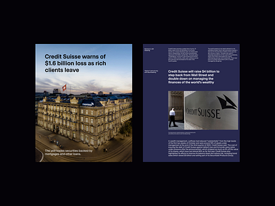 Credit Suisse art direction bank clean design finance fintech grid layout money typography ui ux website whitespace