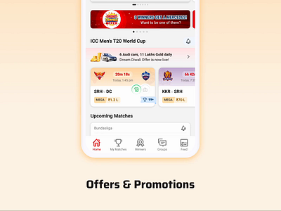 Dream Diwali Offer app cricket design dream11 fantacyapp fantacysports illustration logo mobile app ui ui ux ui ux design ux