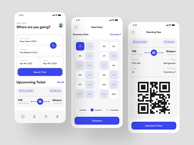 Trainiee - Train Ticket Booking Mobile App app app design booking design mobile app mobile design scan ticket ticket app ticket booking train train app ui design vacation