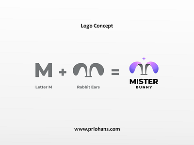 Letter M and Bunny Logo Combination brand branding bunny logo color design dual meaning logo idea illustration letter m logo logo combination logo concept m logo prio hans rabbit logo typography ui vector