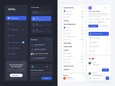 Jobify - Dashboard Component app branding component dashboard design illustration job finder logo minimalist mobileapp ui ux