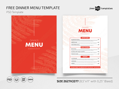 Free Dinner Menu Template a4 dinner food free freebie meal menu psd template templates