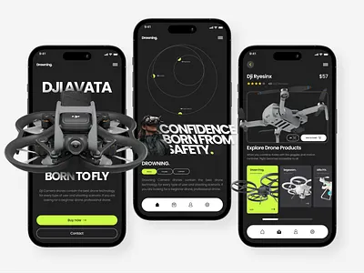 Drowning - Drone App Concept application branding concept dark mode dji drone graphic design iphone mobile mobile app product design quadcopter responsive ui tech trending ui uiux ux web design website design