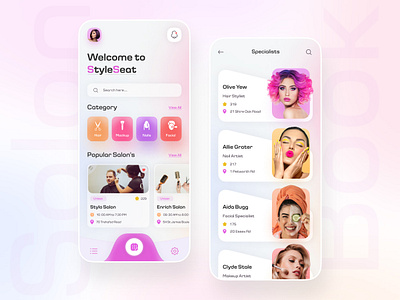 Beauty Salon Booking App app beauty blur booking cleandesign colorful design dribbble effect gradient interection mobile mobile app modern salon salonbooking services trend ui ui design