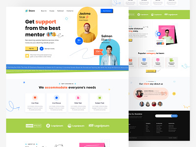 E-learning Platform Website Landing Page Template course e learning education hero homepage landing page learning learning platform online courses online education online tutor study teaching ui ui design uiux ux web ui webdesign website