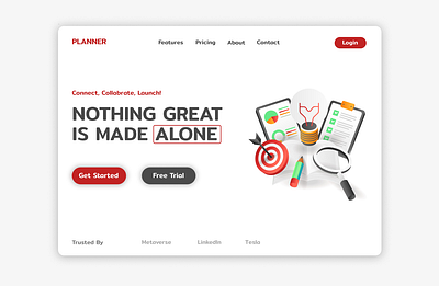 Planner landing website 3d animation branding graphic design logo motion graphics ui
