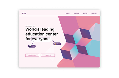 Education center landing page ui