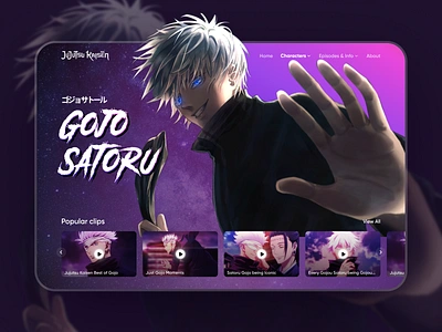 Jujutsu Kaisen Anime Landing Page ace anime design fushiguro gojo goku gradient itadori jujutsu kaisen jujutsu kaisen 0 landing page naruto nobara onepiece sukuna uiux vegeta web website design weeb