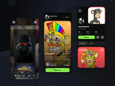 NFT Marketplace Concept app minimal mobile nft ui