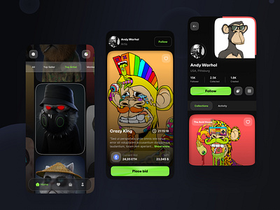 NFT Marketplace Concept app minimal mobile nft ui