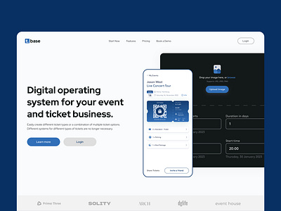 tbase - main screen agency booking design digital event main page main screen minimal ticket tickets ui ui design ux ux design