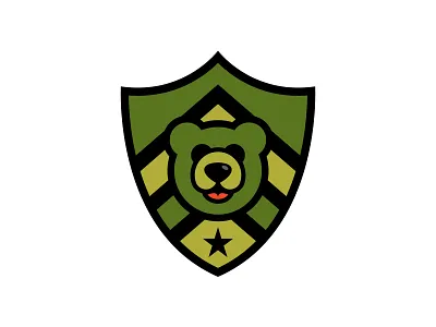 Military Bear Shield army badge bear illustration logo military pattern shield vector vintage
