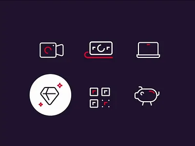 Icons set for one of the Baltics banks bank banknote camera cleanicons code cohesive finance iconpack iconset intuitive intuitiveicons laptop minimalistic outline piggybank professionalicons qr simpleicons ux visuallyappealingicons
