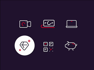 Icons set for one of the Baltics banks bank banknote camera cleanicons code cohesive finance iconpack iconset intuitive intuitiveicons laptop minimalistic outline piggybank professionalicons qr simpleicons ux visuallyappealingicons