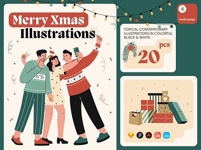 MERRY XMAS ILLUSTRATIONS 18design 2023 candy cartoon christmas designvector holiday ill illustration merry christmass merry xmas merrychristmas new year santa santa claus the18design winter xmas xmas 2023 xmas illustration