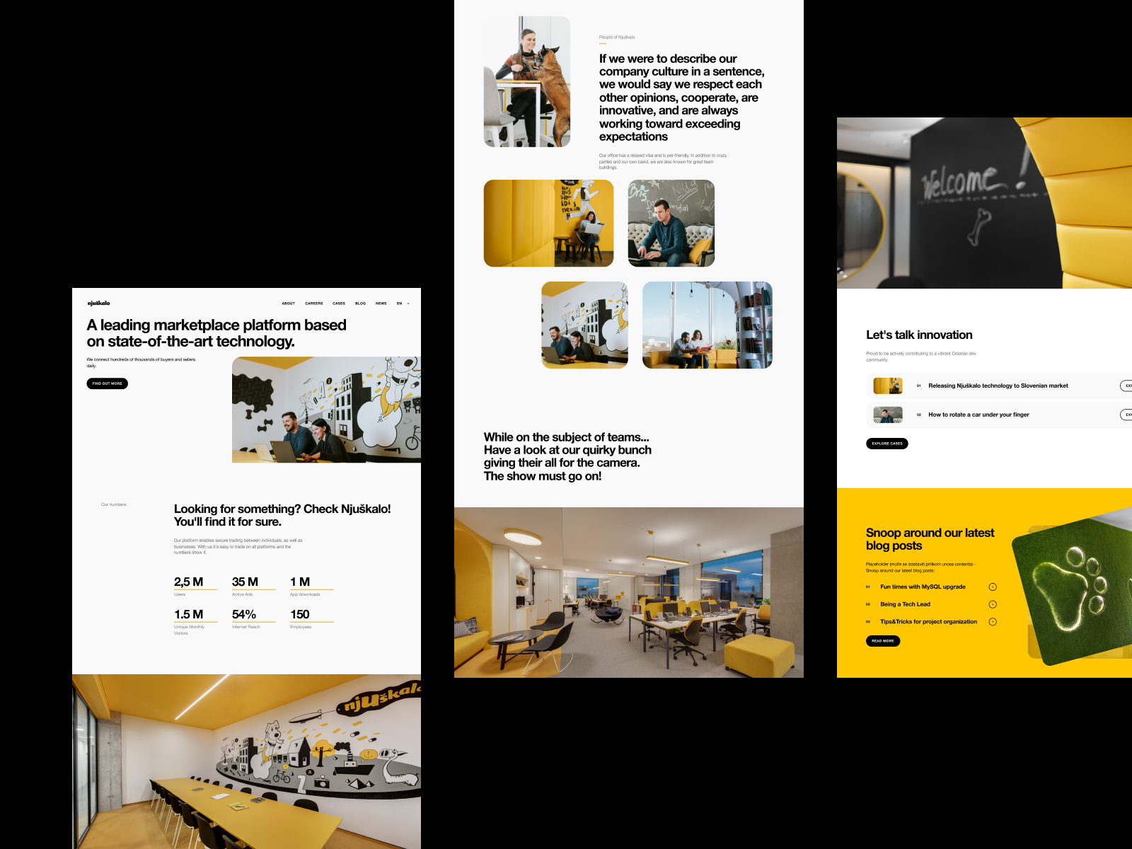 Njuškalo Company Website animation art direction design illustration motion graphics page platform typography ui web website