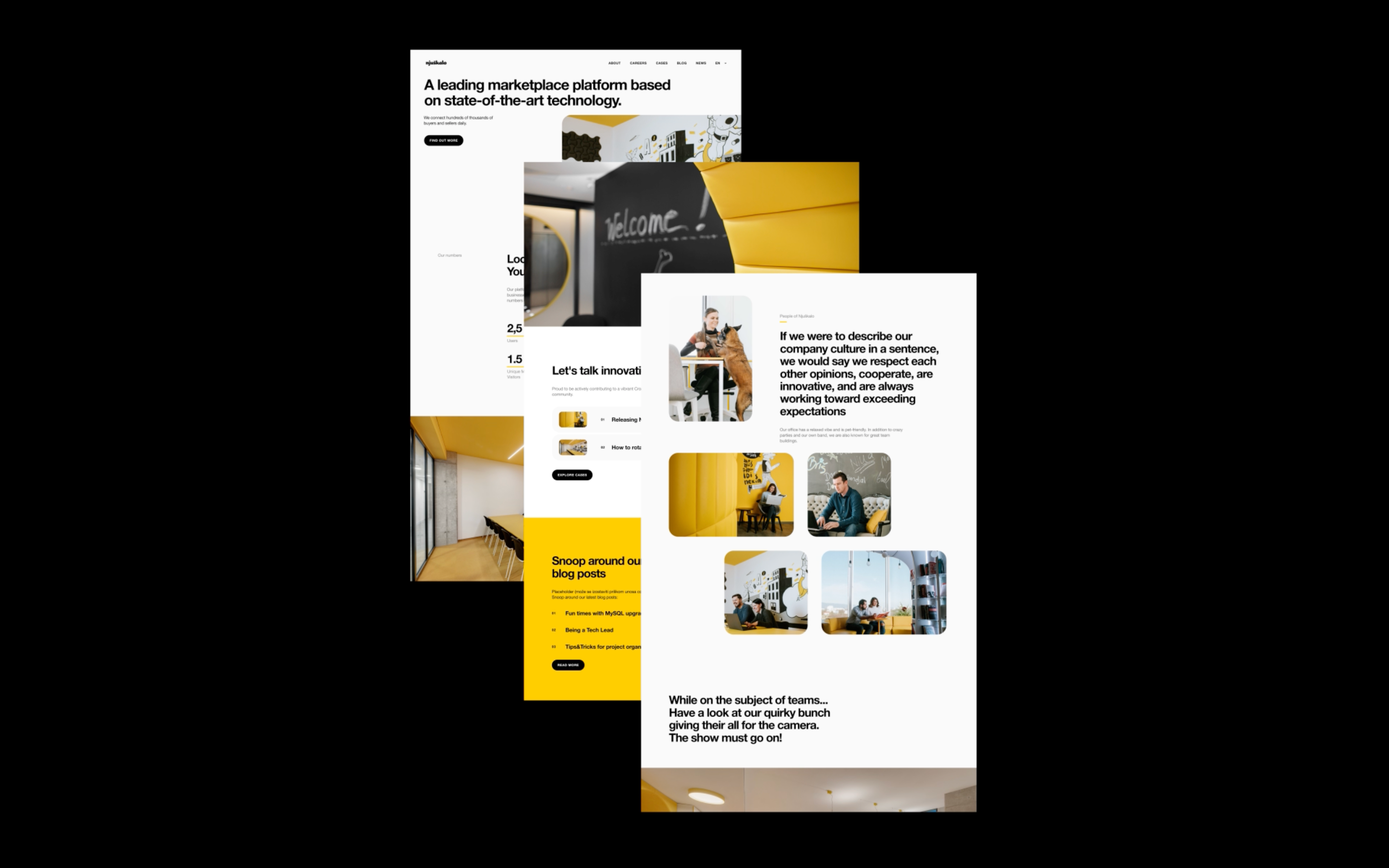 Njuškalo Company Website animation art direction design illustration motion graphics page typography ui web website