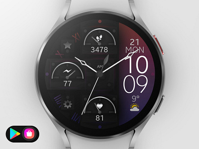 Watch Face Wear OS analog black classic colorful design digital elegant graphic design illustration samsung smartwatch sport technology ui watch watchface wear os